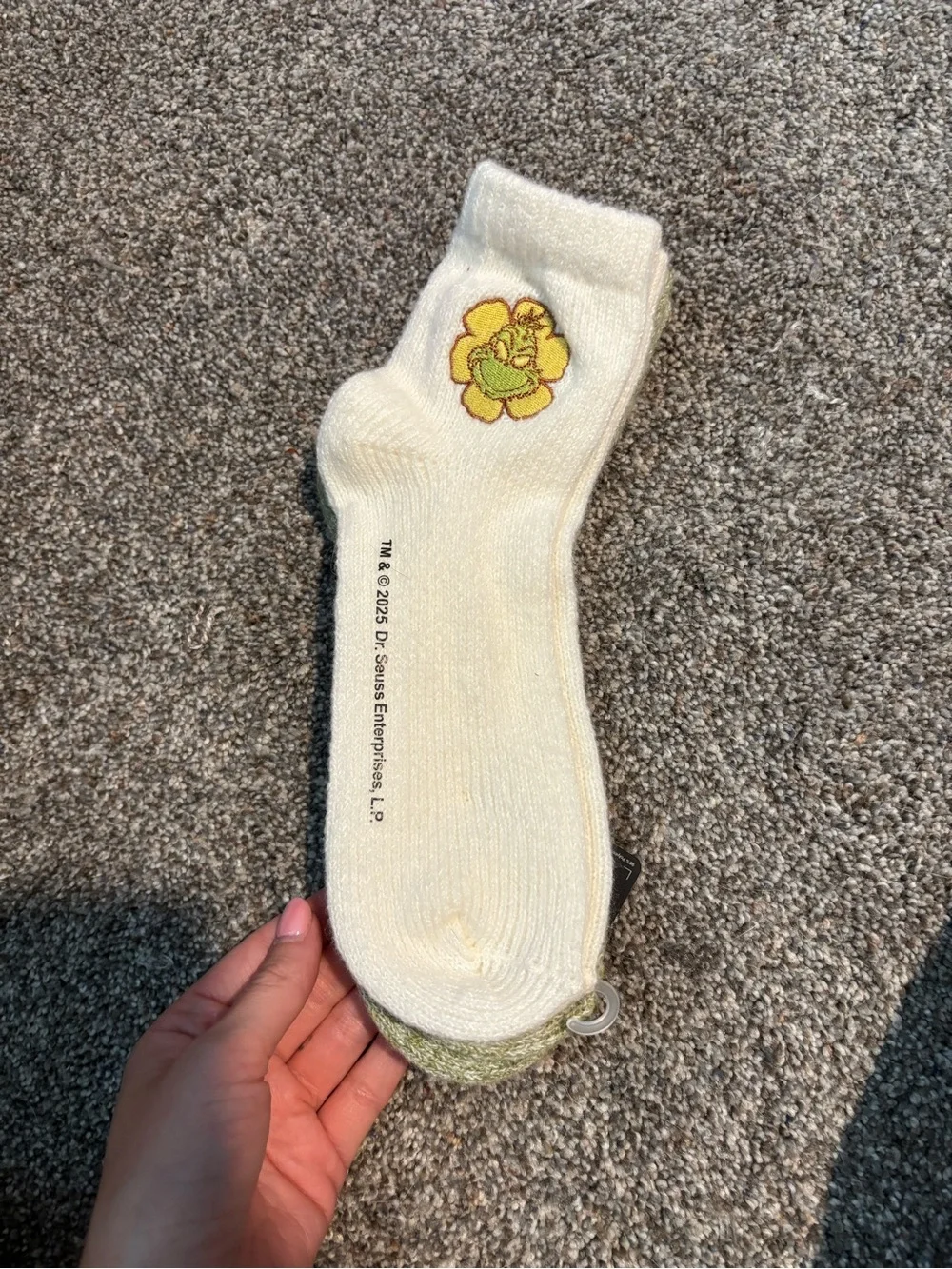 The Grinch Embroidered Green Crew Socks - Women's Holiday Hosiery